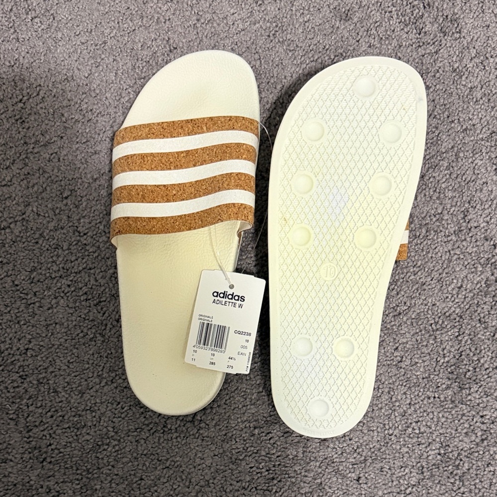 ADIDAS Tan/Cork Women’s Slides - Picture 2 of 4